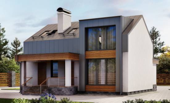 120-004-П Проект двухэтажного дома с мансардным этажом, компактный загородный дом из газосиликатных блоков Асино | Проекты домов от House Expert