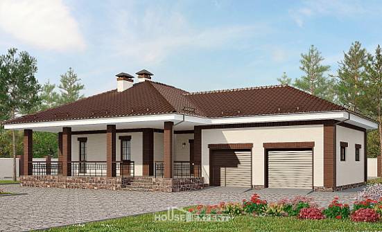 160-015-П Проект одноэтажного дома, гараж, красивый домик из поризованных блоков Томск | Проекты домов от House Expert