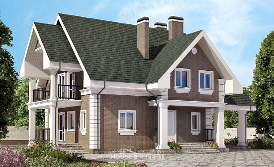 140-003-П Проект двухэтажного дома мансардой, гараж, бюджетный коттедж из газобетона Северск | Проекты домов от House Expert