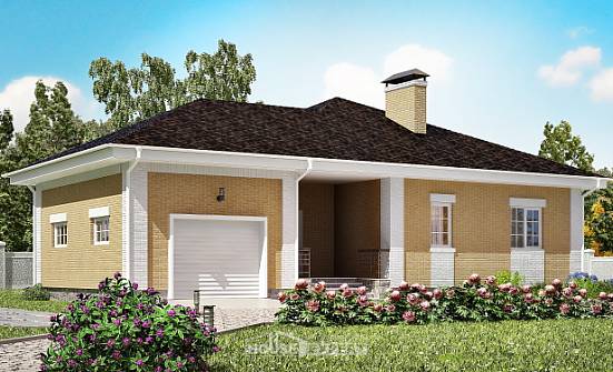 130-002-Л Проект одноэтажного дома, гараж, бюджетный коттедж из арболита Асино | Проекты домов от House Expert