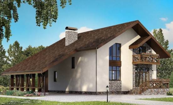 155-007-П Проект двухэтажного дома мансардой и гаражом, недорогой коттедж из газобетона Колпашево | Проекты домов от House Expert