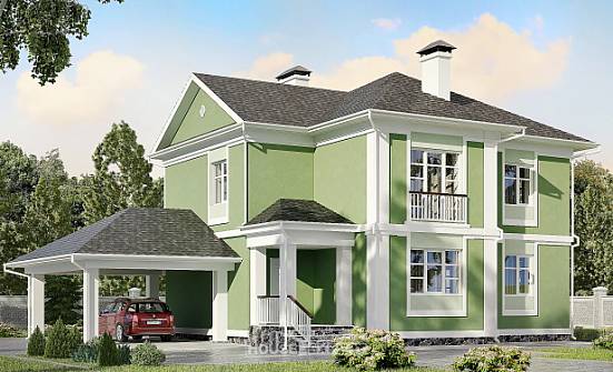 170-001-Л Проект двухэтажного дома и гаражом, красивый коттедж из твинблока Стрежевой | Проекты домов от House Expert