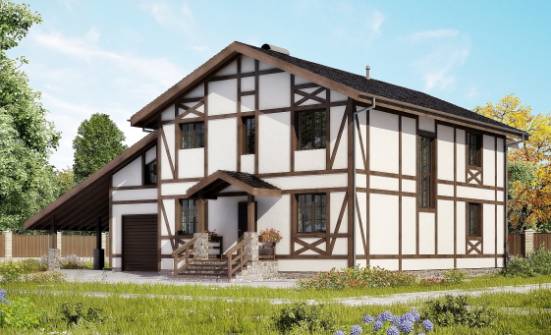 250-002-Л Проект двухэтажного дома с мансардой, гараж, классический дом из кирпича Стрежевой | Проекты домов от House Expert