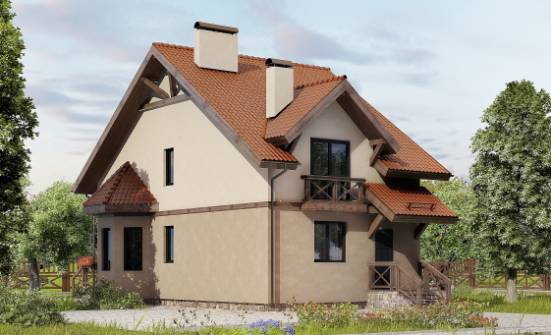 120-003-Л Проект двухэтажного дома с мансардой, экономичный дом из пеноблока Стрежевой | Проекты домов от House Expert