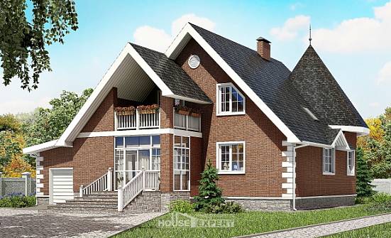 220-002-Л Проект двухэтажного дома мансардный этаж и гаражом, уютный домик из газосиликатных блоков Северск | Проекты домов от House Expert