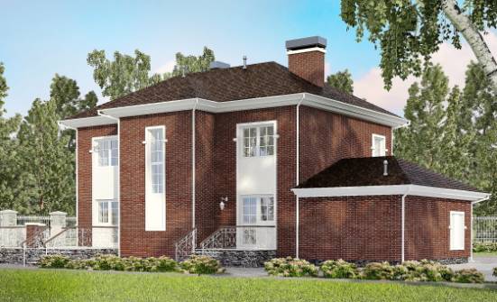 180-006-Л Проект двухэтажного дома и гаражом, классический загородный дом из кирпича Колпашево | Проекты домов от House Expert
