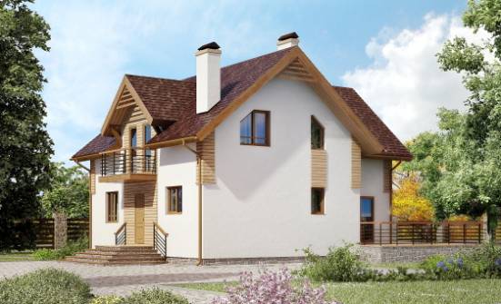 150-009-П  Проект двухэтажного дома с мансардным этажом, простой коттедж из газобетона Северск | Проекты домов от House Expert