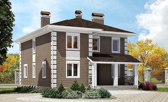 185-002-П Проект двухэтажного дома, современный коттедж из блока Северск | Проекты домов от House Expert