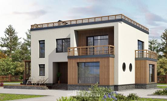 215-002-Л Проект двухэтажного дома, простой коттедж из теплоблока Северск | Проекты домов от House Expert
