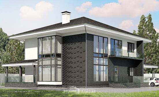 245-002-П Проект двухэтажного дома и гаражом, средний дом из поризованных блоков Асино | Проекты домов от House Expert