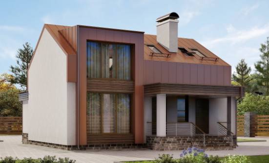 120-004-Л Проект двухэтажного дома мансардный этаж, современный дом из пеноблока Асино | Проекты домов от House Expert
