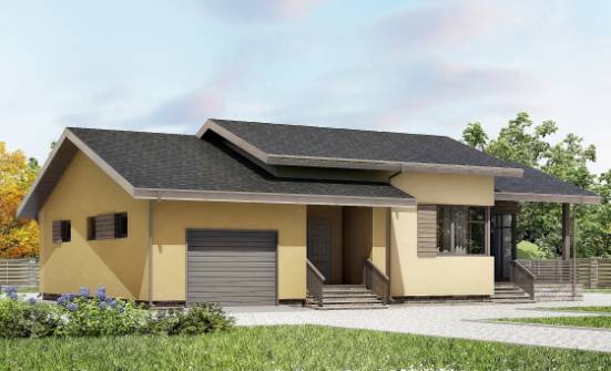 135-002-Л Проект одноэтажного дома, гараж, современный домик из бризолита Северск | Проекты домов от House Expert
