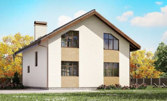 170-002-П Проект двухэтажного дома мансардой, скромный коттедж из пеноблока Северск | Проекты домов от House Expert