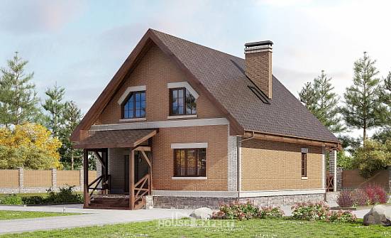 160-011-Л Проект двухэтажного дома мансардой, небольшой домик из пеноблока Колпашево | Проекты домов от House Expert