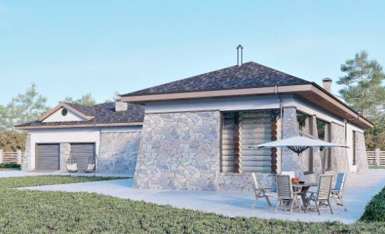 280-004-Л Проект одноэтажного дома и гаражом, классический коттедж из блока Стрежевой | Проекты домов от House Expert