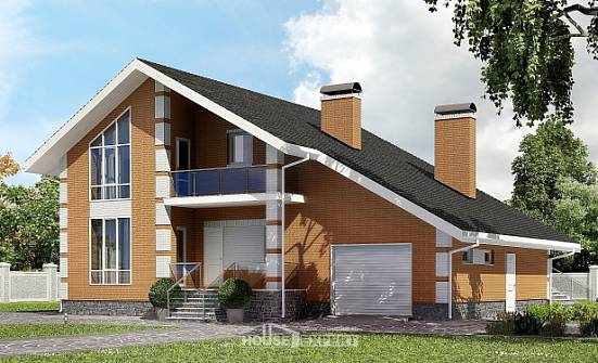190-006-П Проект двухэтажного дома с мансардным этажом, гараж, средний коттедж из твинблока Северск | Проекты домов от House Expert
