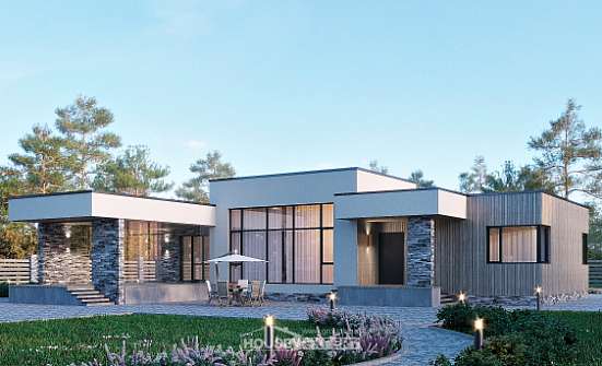 175-001-Л Проект одноэтажного дома, бюджетный дом из керамзитобетонных блоков Северск | Проекты домов от House Expert