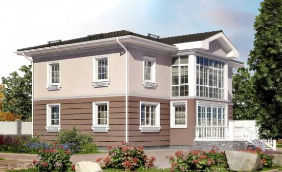 210-005-П Проект двухэтажного дома, красивый коттедж из арболита Северск | Проекты домов от House Expert
