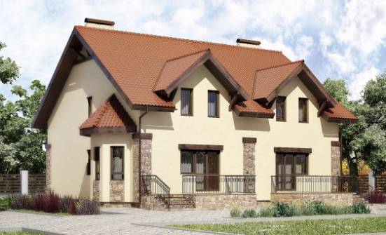 240-001-П Проект двухэтажного дома мансардой, уютный коттедж из теплоблока Северск | Проекты домов от House Expert