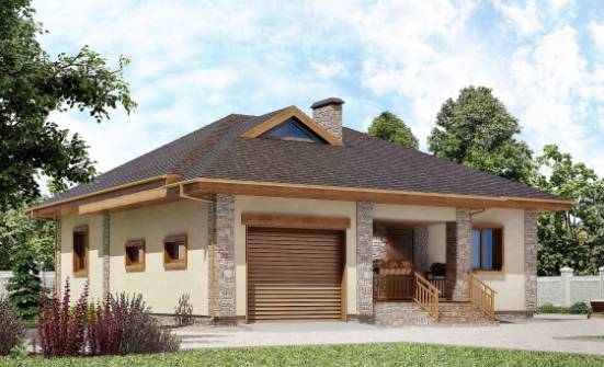 130-006-Л Проект одноэтажного дома и гаражом, современный домик из пеноблока Колпашево | Проекты домов от House Expert
