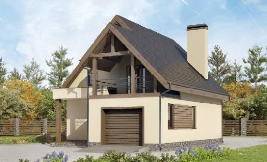 120-005-Л Проект двухэтажного дома с мансардой, гараж, компактный дом из теплоблока Северск | Проекты домов от House Expert