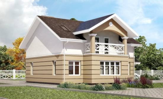 155-009-П Проект двухэтажного дома с мансардой, уютный коттедж из бризолита Стрежевой | Проекты домов от House Expert