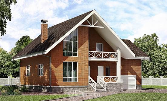 215-001-П Проект двухэтажного дома с мансардным этажом и гаражом, уютный домик из керамзитобетонных блоков Асино | Проекты домов от House Expert
