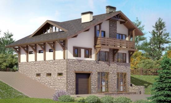 305-002-Л Проект трехэтажного дома с мансардой, огромный коттедж из кирпича Колпашево | Проекты домов от House Expert