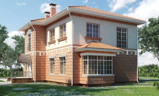 285-001-Л Проект двухэтажного дома и гаражом, классический коттедж из кирпича Асино | Проекты домов от House Expert