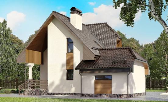 150-001-Л Проект двухэтажного дома с мансардой, гараж, бюджетный дом из газобетона Колпашево | Проекты домов от House Expert
