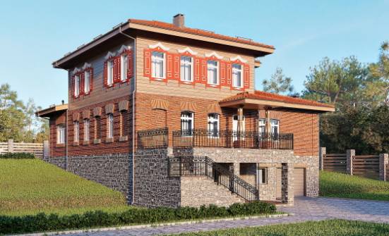 380-002-Л Проект трехэтажного дома, гараж, большой коттедж из кирпича Северск | Проекты домов от House Expert