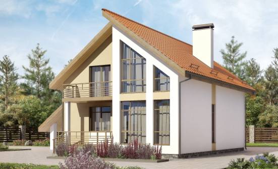 170-009-П Проект двухэтажного дома мансардой и гаражом, скромный дом из твинблока Колпашево | Проекты домов от House Expert