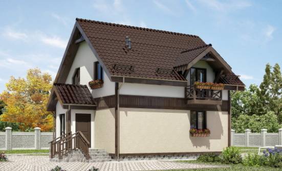 105-001-П Проект двухэтажного дома с мансардой, бюджетный загородный дом из бризолита Томск | Проекты домов от House Expert