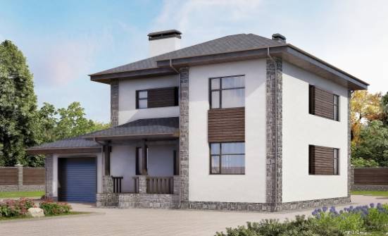 185-004-Л Проект двухэтажного дома, гараж, современный загородный дом из арболита Колпашево | Проекты домов от House Expert