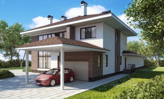340-001-П Проект двухэтажного дома, гараж, современный дом из кирпича Томск | Проекты домов от House Expert