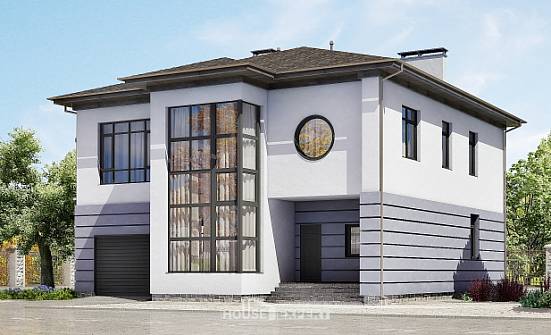 300-006-Л Проект двухэтажного дома и гаражом, современный коттедж из кирпича Томск | Проекты домов от House Expert