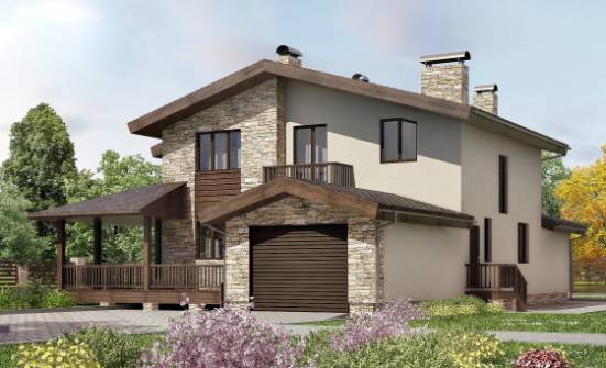 220-001-Л Проект двухэтажного дома с мансардой и гаражом, уютный загородный дом из пеноблока Колпашево | Проекты домов от House Expert