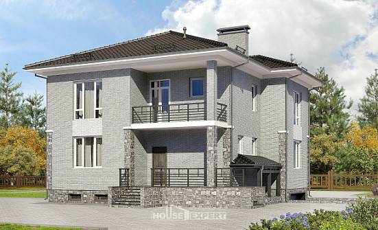 275-004-П Проект трехэтажного дома, гараж, классический домик из кирпича Колпашево | Проекты домов от House Expert