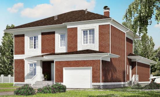 315-001-П Проект двухэтажного дома и гаражом, уютный коттедж из кирпича Колпашево | Проекты домов от House Expert
