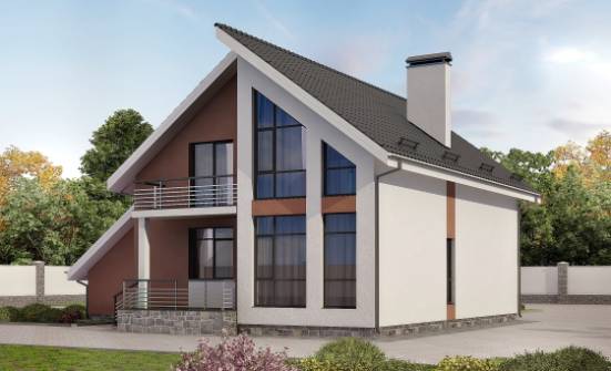 200-007-П Проект двухэтажного дома с мансардой, гараж, средний загородный дом из блока Асино | Проекты домов от House Expert