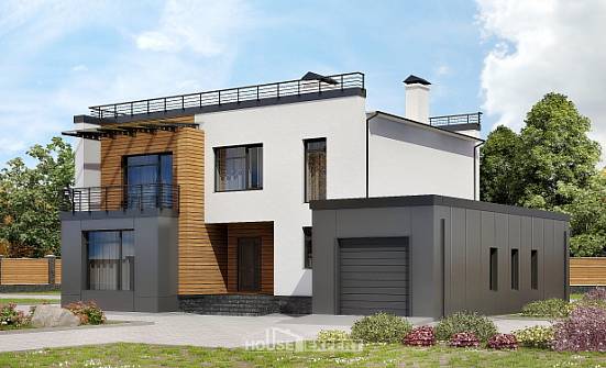 260-002-П Проект двухэтажного дома и гаражом, огромный домик из бризолита Асино | Проекты домов от House Expert