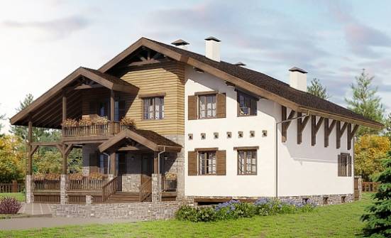 400-004-П Проект трехэтажного дома мансардный этаж и гаражом, большой коттедж из кирпича Северск | Проекты домов от House Expert