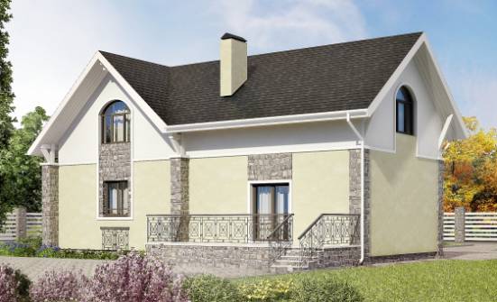 150-012-П Проект двухэтажного дома с мансардой, компактный коттедж из теплоблока Асино | Проекты домов от House Expert