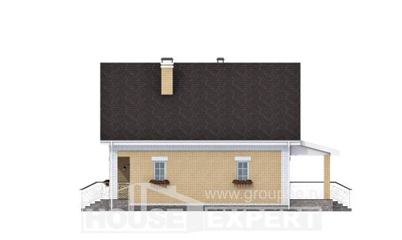 130-004-П Проект двухэтажного дома мансардой, бюджетный коттедж из газосиликатных блоков, Томск
