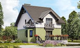 120-003-П Проект двухэтажного дома с мансардой, небольшой коттедж из поризованных блоков Асино, House Expert
