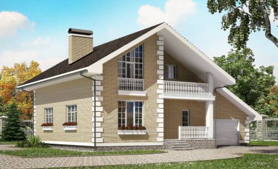 190-005-П Проект двухэтажного дома мансардой и гаражом, красивый загородный дом из газобетона, Стрежевой