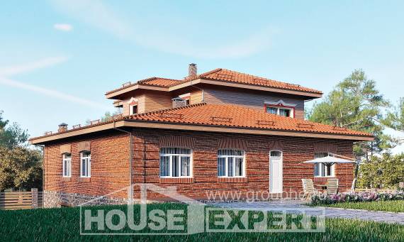 380-002-Л Проект трехэтажного дома, гараж, красивый загородный дом из кирпича Томск, House Expert