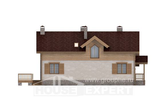 165-002-П Проект двухэтажного дома мансардой и гаражом, простой домик из пеноблока Колпашево, House Expert