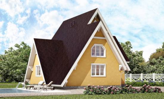 155-008-П Проект двухэтажного дома с мансардой, бюджетный домик из бревен, Томск