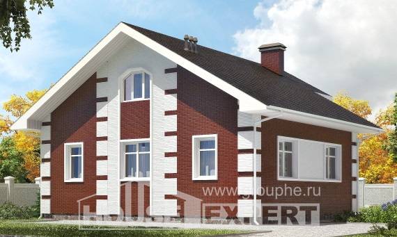 115-001-П Проект двухэтажного дома с мансардой, небольшой загородный дом из блока, Колпашево